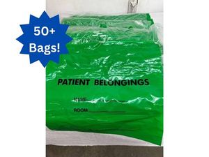lot 53 image: Huge Lot 100 NEW Patient Belongings Bags - Green