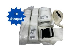 lot 60 image: MSRP $120 Lot of 10 NEW DMS Disposable Side Release Buckle Straps -Designed for stretchers, cots, and backboards -Polypropylene has 1800 lb break strength