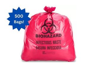 lot 72 image: 1 Case (500 each) NEW Cardinal Health WBH19x23R 19 x 23 Hazardous Waste Bag