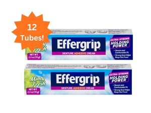 lot 76 image: 1 Case (12 tubes) NEW Medtech Products 2.5 oz. Effergrip Adhesive Cream - Extra Strong Holding Power - Minty Fresh 