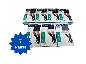 lot 93 image: MSRP $400 Lot of 7 NEW Jobst 75289 SPORT Knee Cut Medical Compression Stockings - Support Zone, Odor Control, Moisture Management