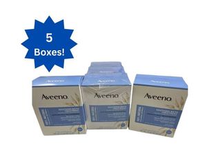 lot 97 image: Lot of 5 NEW Aveeno 100% Natural Colloidal Oatmeal Skin Protectant Soothing Bath Treatment - Relieves Itchy Irritated Skin, Soothes Prickly Heat, Hives, etc.