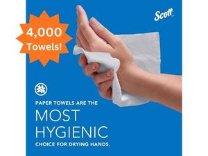lot 101 image: 1 Case (4000 Towels) NEW Scott 01840 9.2 x 9.4 Multi-Fold Paper Towels with Absorbency Pockets - White -&nbspFits Universal Dispensers -&nbspBox Has Damage On Corner