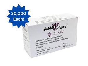 lot 102 image: MSRP $200  1 Case (20,000 each) NEW AMD Ritmed 55900 6 SOLON Non-Sterile Wooden Applicators