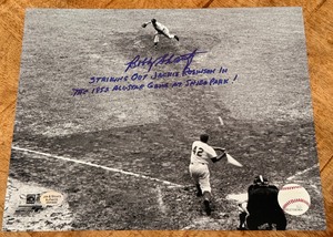 lot 82 image: Bobby Shantz Signed 8x10 Photo With Jackie Robinson Insctiption