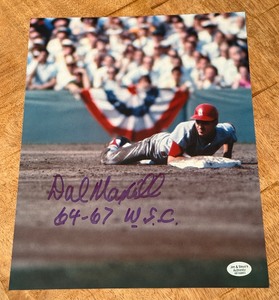 lot 83 image: Dal Maxvill Signed 8x10 St. Louis Cardinals Baseball Photo With Iscription