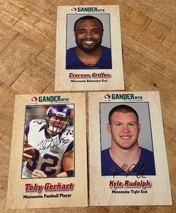 lot 86 image: 3 Minnesota Vikigns Signed Photos - Kyle Rudolph, Everson Griffen, Toby Gerhart
