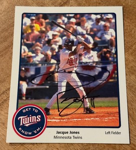 lot 89 image: Jacque Jones Signed Minnesota Twins Baseball Photo
