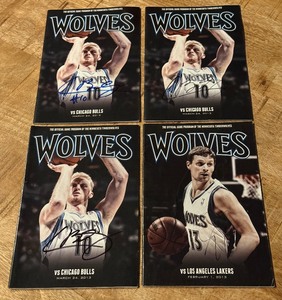 lot 94 image: (4) Signed Minnesota Timberwolves Basketball Programs - (3) Chase Budinger, Luke Ridnour