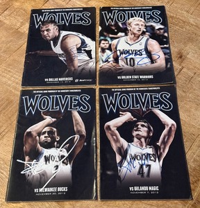 lot 95 image: (4) Signed Minnesota Timberwolves Basketball Programs - Andrei Kirilenko, Derrick Williams, Greg Stiemsma, Chase Budinger
