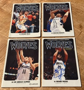lot 97 image: (4) Signed Minnesota Timberwolves Basketball Programs - (2) Jose Juan Barrea, Anthony Randolph, Wayne Ellington