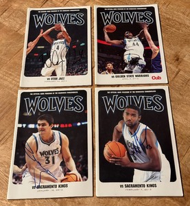 lot 98 image: (4) Signed Minnesota Timberwolves Basketball Programs - Darko Milicic, Wesley Johnson, Malcom Lee, Anthony Tolliver