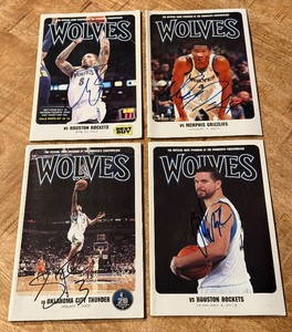 lot 99 image: (4) Signed Minnesota Timberwolves Basketball Programs - Sebastian Telfair, Michael Beasley, Brad Miller, Wesley Johnson