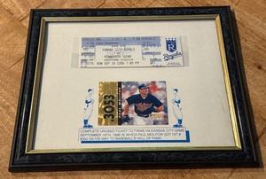 lot 134 image: Paul Molitor 3000th Hit Game Ticket Stub Framed Minnesota Twins Baseball