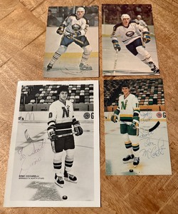 lot 149 image: (4) Hockey Signed Photos - Dino Ciccarelli, Lindy Russ, Mike Ramsey, Tom McCarthy