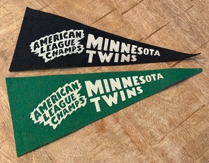 lot 105 image: (2) Minnesota Twins American League Champs Mini Pennants