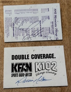 lot 108 image: (2) Minnesota Vikings signed Pocket Scheduled 1993