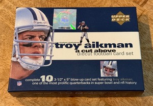 lot 155 image: Troy Aikman Upper Deck A Cut Above 10 Diecut Football Card Set