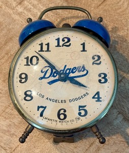 lot 161 image: Los Angeles Dodgers Vintage Alarm Clock - Baseball