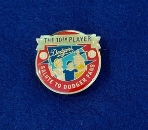 lot 167 image: Los Angeles Dodgers Vintage Baseball Pin - The 10th Player Salute to Dodger Fans