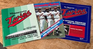 lot 186 image: Minnesota Twins 1982, 1983, 1984 Official Programs and Scorecards - Baseball