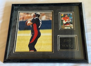 lot 194 image: John Elway Framed Photo and Football Card