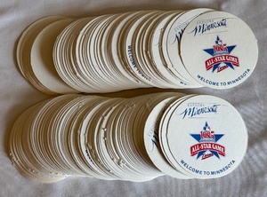 lot 213 image: 1985 MLB All-Star Game Coasters - Large Lot, Minnesota Twins