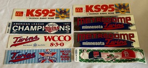lot 224 image: (8) Vintage Minnesota Twins and Vikigs Bumper Stickers