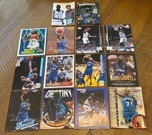 lot 237 image: (14) Kevin Garnett Basketball Card and Schedule Minnesota Tinberwolves Lot