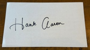 lot 14A image: Hank Aaron Signed Index Card - Vintage Baseball