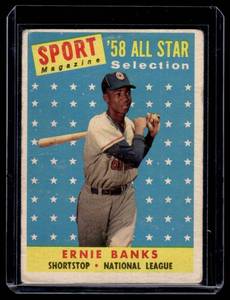 lot 9A image: Ernie Banks 1958 Topps #482 All-Star Vintage Baseball Card