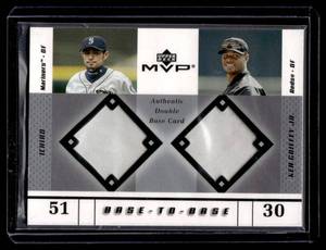lot 30A image: Ken Girffy Jr.  Ichiro Suzuki Double Base Relic Card 2003 Base-to-Base Upper Deck MVP #BB-IG Baseball Carf
