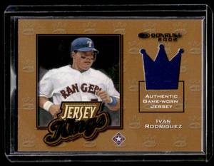 lot 48A image: Ivan Rodriguez 250Game-Worn Jersey Relic 2002 Donruss Jersey Kings #JK-11 Baseball Card - Numbered 47250