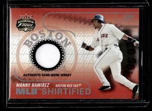 lot 50A image: Manny Ramirez Game-Worn Jersey Relic 2003 Fleer Foucus Jhersey Edition MLB Shirtified #MLB-MR Baseball Card