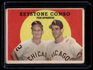lot 57A image: Nellie Fox  Luis Aparicio 1959 Topps Keyston Combo #408 Vintage Baseball Card