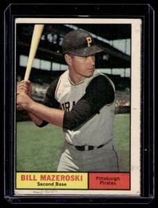 lot 58A image: Bill Mazeroski 1961 Topps #430 Vintage Baseball Card