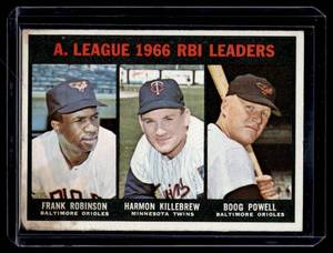 lot 62A image: Harmon Killebrew  Frank Robinson  Boog Powell 1967 Topps AL RBI Leaders #241 Vintage Baseball Card