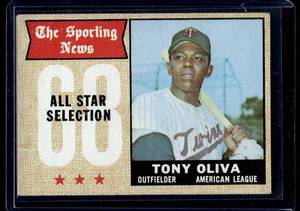 lot 70A image: Tony Oliva 1968 Topps Sporting News All-Star #371 Vintage Minnesota Twins Baseball Card