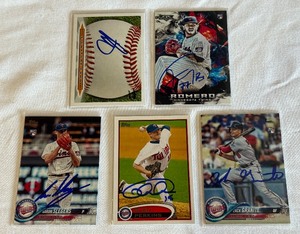 lot 248 image: (5) Minnesota Twins On-Card Autographs - Baseball