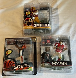 lot 244 image: (3) NFL Football McFarland Figures - AJ Green, Matt Ryan, Robert Griffin III