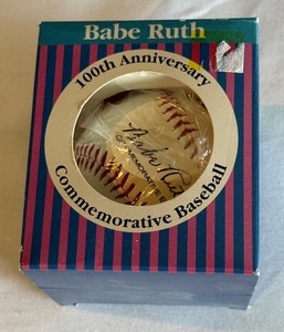 lot 246 image: Babe Ruth Commemorative 100 Year Anniversary Stamped Baseball