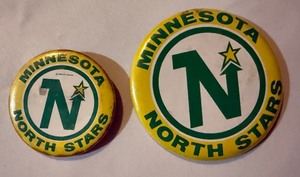 lot 100A image: (2) Minnesota North Stars Vintage Hockey Pins