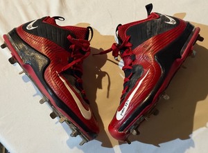 lot 105A image: Logan Darnell Game-Used and Signed Spikes Minnesota Twins Baseball Cleats