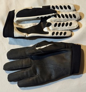 lot 106A image: (2) Signed Football Gloves - Unknown Players, Possible Game-Used