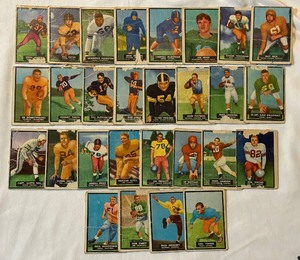 lot 120A image: 1951 Topps Magic Vintage Football Card Lot of 28 Cards - Tough to Find Poor Condition