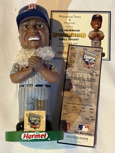 lot 147A image: Al Newman Bobblehead with Ticket Stub and Card - Minnesota Twins Baseball