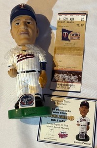 lot 150A image: Camilo Pascual 1965 Bobblehead with Ticket Stub and Card - Minnesota Twins Baseball