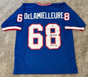 lot 25B image: Joe DeLamielleure Signed Jersey with Beckett COA Inscribed Hof 03 Size XL Buffalo Bills Football