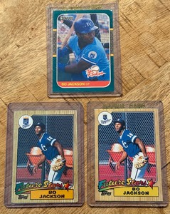 lot 81B image: Bo Jackson 3 RC Lot Topps and Donruss Rookie Baseball Cards
