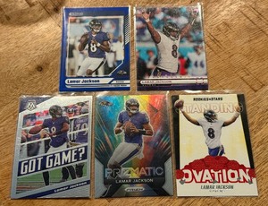 lot 83B image: LaMar Jackson 5 Card Football Lot With Inserts